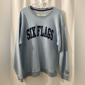 Six Flags Light Blue Crewneck Sweater for Men